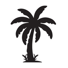 Monocrhome palm tree shiloutte vector.Palm trees.Palm tree silhouettes set – black palm tree shapes collection, isolated vector on white background.