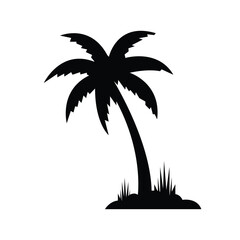 Monocrhome palm tree shiloutte vector.Palm trees.Palm tree silhouettes set – black palm tree shapes collection, isolated vector on white background.