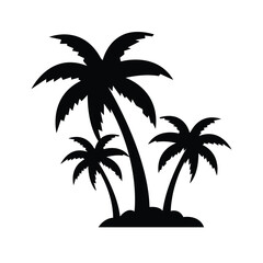 Monocrhome palm tree shiloutte vector.Palm trees.Palm tree silhouettes set – black palm tree shapes collection, isolated vector on white background.