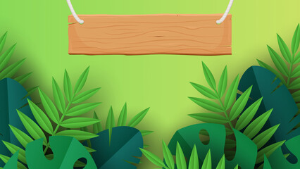 Vibrant Hawaiian luau design in green tones, featuring tropical plants and island flair perfect for posters or party printables.