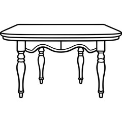Classic wooden dining table line art