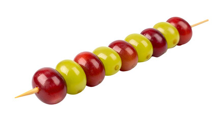 Grapes are Arranged on Skewer, Creating a Colorful and Delicious Fruit Snack, Isolated