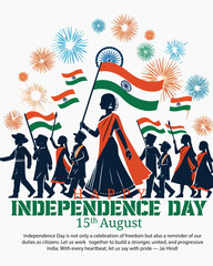 Indian Independence Day Illustration – Patriotic Celebration with Flag, Freedom and Cultural Elements