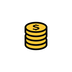 Vector art of stack of gold coins with dollar symbol isolated on white background
