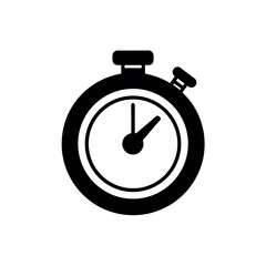 Vector art of black stopwatch icon isolated on white background