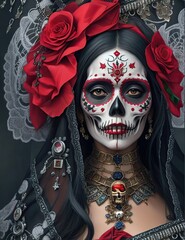 Santa Muerte Woman With Intricate