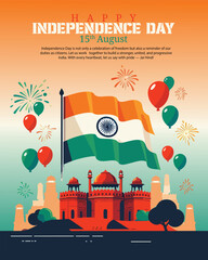 Indian Independence Day Illustration – Patriotic Celebration with Flag, Freedom and Cultural Elements