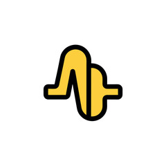 Vector art of abstract yellow shape isolated on white background