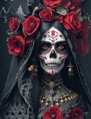 Santa Muerte Woman With Intricate