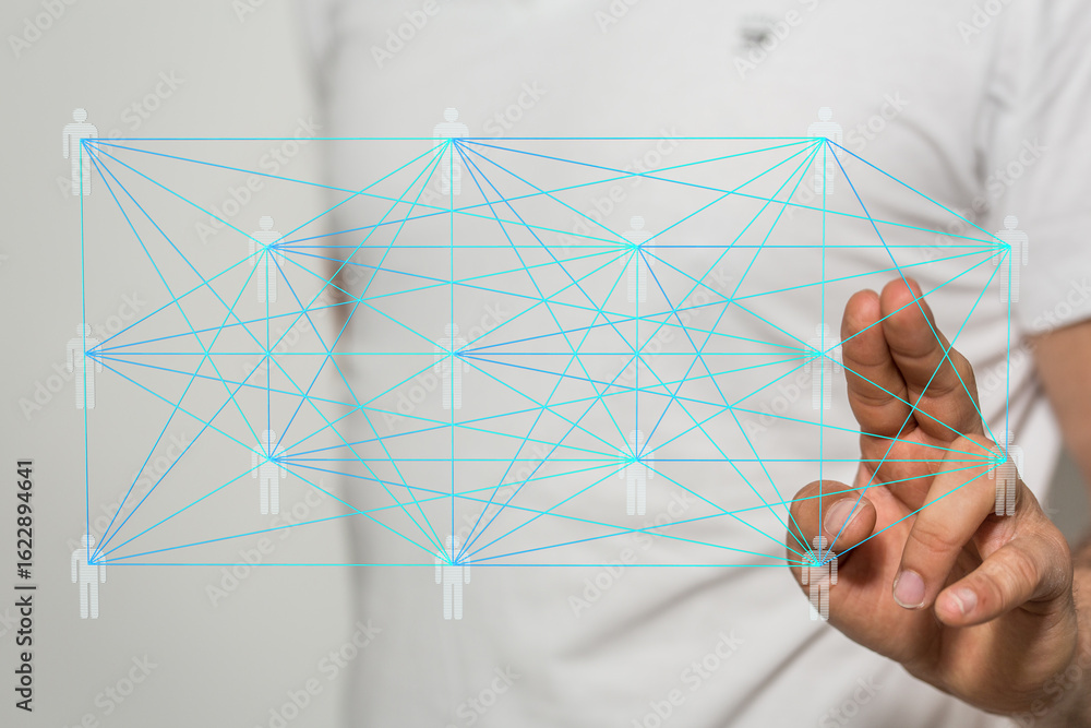 Poster abstract image of interconnected people, symbolizing global networking and communication.