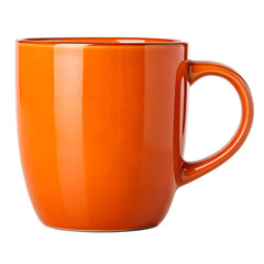 Bright orange ceramic mug isolated on transparent background