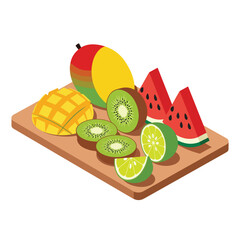 Tropical Fruit Platter Isometric Illustration
