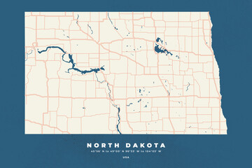 North Dakota map vector poster flyer