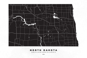 North Dakota map vector poster flyer
