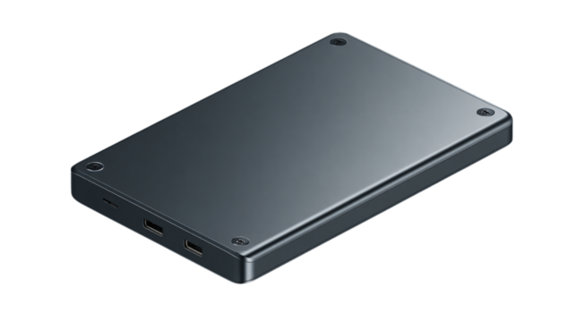 External Solid State Drive 3d rendered, isolated on transparent background