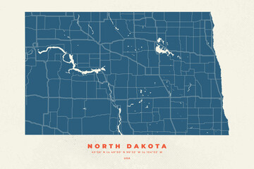 North Dakota map vector poster flyer