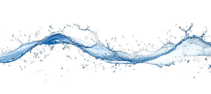 Blue water splash or wave splash isolated on transparent background png .generated ai	