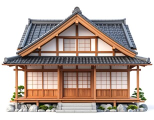 3d cartoon japanese house.