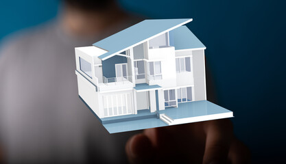 High-quality 3D model of a modern house for real estate, architecture, and design projects.