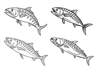 coloring page line art the mackerel black vector bundle