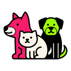 Stylized Dog and Cat Friends