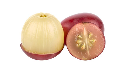 Star Apples Display Their Unique Interior Structures and Colors on a Transparent Background