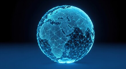 Digital Globe International Earth Network with Connecting Lines and Points in Blue