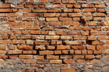 Obraz premium Aged orange brick wall with mortar