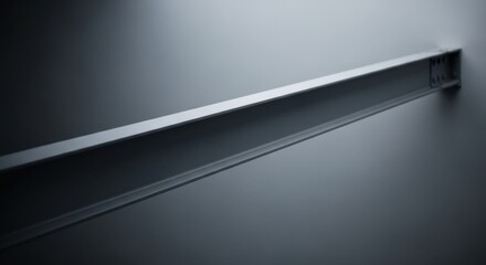 Metal Electrical Outlet Strip on Smooth Gray Surface in Modern Minimalist Style