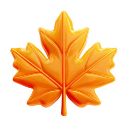 3D Glossy Orange Maple Leaf Illustration – Autumn Season Symbol Clipart