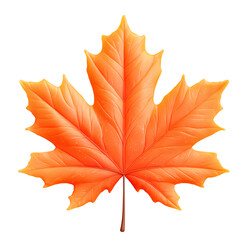 3D Glossy Orange Maple Leaf Illustration – Autumn Season Symbol Clipart