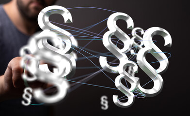 Abstract image of interconnected paragraph symbols representing legal concepts, regulations, and...