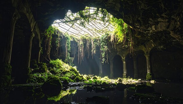 Exploring Ancient Ruins Overgrown with Moss and Vines