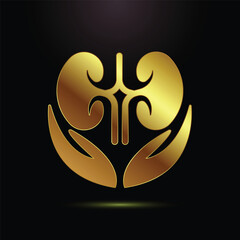 Golden Kidneys Embraced by Hands A Symbol of Protection Health and Well Being