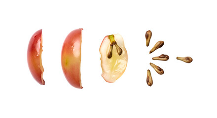 Grape Slices Displayed Seeds and Pulp on Transparent Background, Showcasing Fruit Anatomy