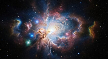 Colorful Nebula in Deep Space with Bright Stars and Cosmic Clouds