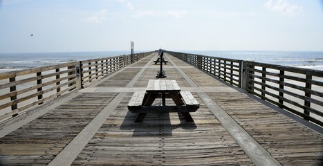Empty wooden fishing pier