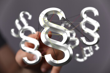 Abstract image of interconnected paragraph symbols, representing legal complexities.