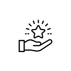 Hand holding a shining star icon