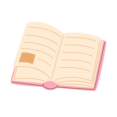 Flat vector illustration of an open book isolated on a white background