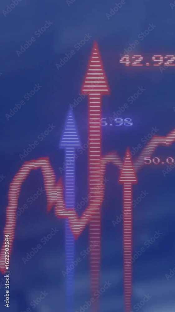 Aufkleber animation of arrows and financial data processing
