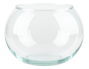 A round glass bowl, characterized by its smooth surface and transparent design, suitable for various decorative and functional uses.