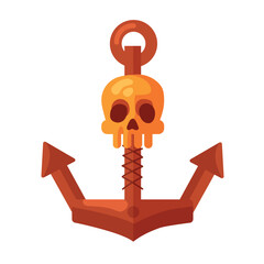 Pirate Anchor. Flat vector clipart, illustration with isolated background.