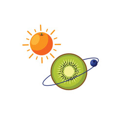 Fruit Planet and Sun Conceptual Illustration