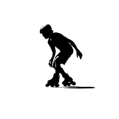 Fototapeta premium Black Silhouette of Teenager Reading Book & Carrying Schoolbag – Medium Shot 4K Illustration