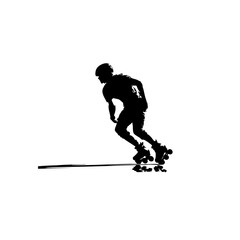 Fototapeta premium Black Silhouette of Teenager Reading Book & Carrying Schoolbag – Medium Shot 4K Illustration