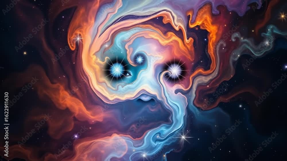 Poster captivating nebula visualization: mesmerizing colors and celestial brilliance in deep space
