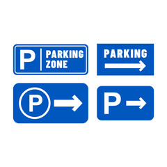 Vector parking icons set blue road symbol pack