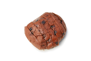 Bread sliced with chocolate chips isolated on white studio background.