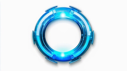 Futuristic Blue Energy Circle on White Background Abstract Technology Design Element HiTech Portal with Bright Light and Clean Minimalist Aesthetic
